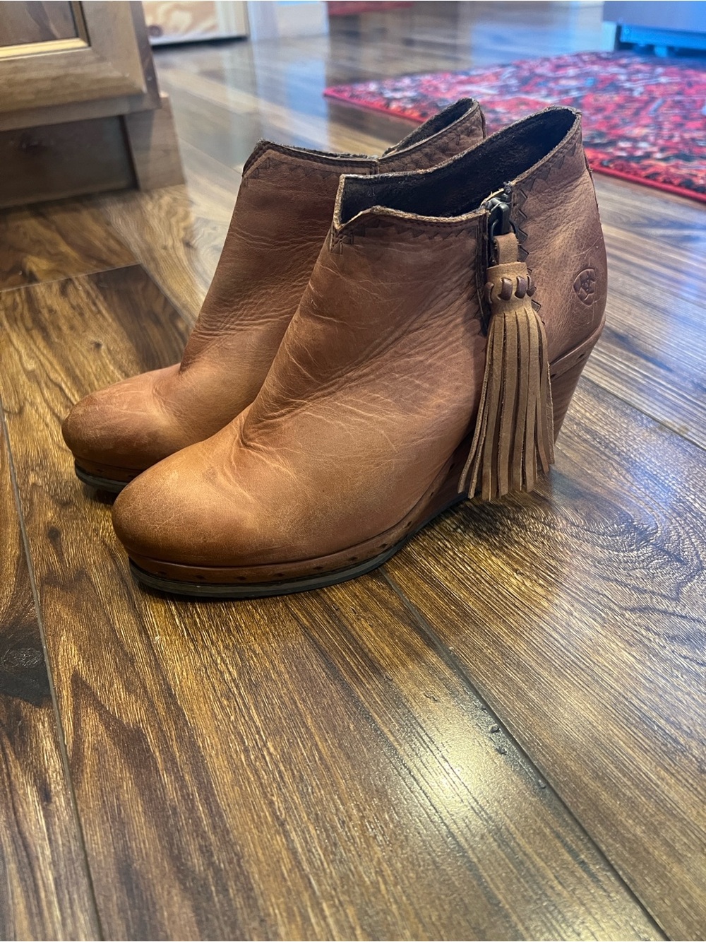 Women’s Ariat Brown Leather Ankle Bootie with Tassel